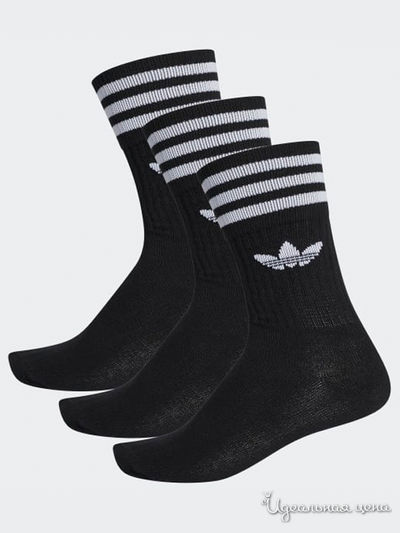 Носки, 3 пары Adidas, цвет черный