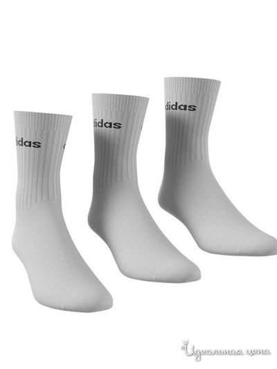 Носки, 3 пары Adidas, цвет серый, черный