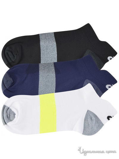 Носки, 3 пары ASICS, цвет черный, синий, белый