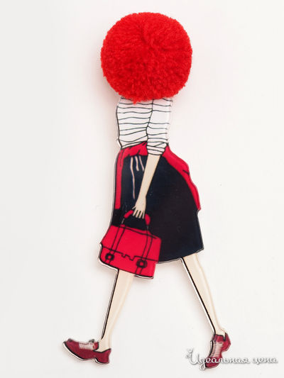 Брошь Biruza, цвет красный