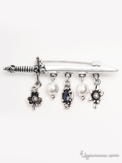 Брошь Biruza, цвет серебряный