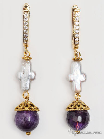 Серьги Biruza, цвет белый, сиреневый