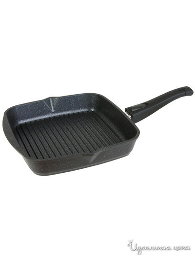 Сковорода-гриль со съемной ручкой и стеклянной крышкой, 26 см МЕЧТА, цвет черный