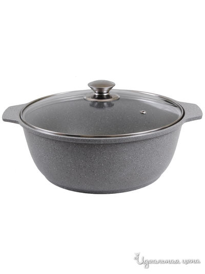 Кастрюля-жаровня со стеклянной крышкой, 4 л KUKMARA, цвет серый