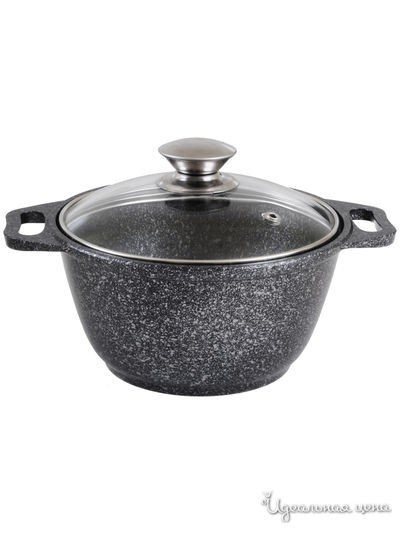 Кастрюля со стеклянной крышкой, 4 л KUKMARA, цвет черный