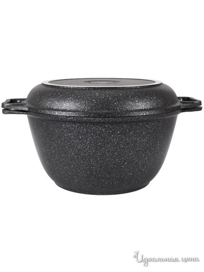 Казан с крышкой-сковородой, 4 л KUKMARA, цвет черный