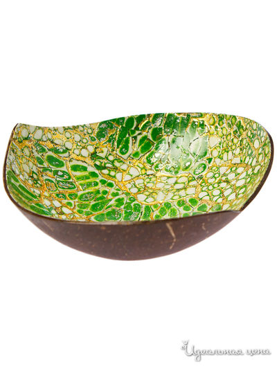 Чаша, D 13*4 см Oriental Way, цвет коричневый, зеленый