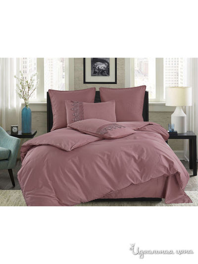Комплект постельного белья, Евро Cleo, цвет брусничный