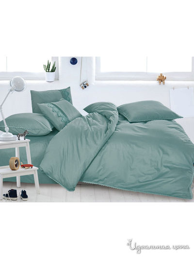 Комплект постельного белья, Евро Cleo, цвет бирюзовый