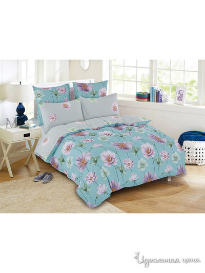 Комплект постельного белья, Евро Cleo, цвет голубой