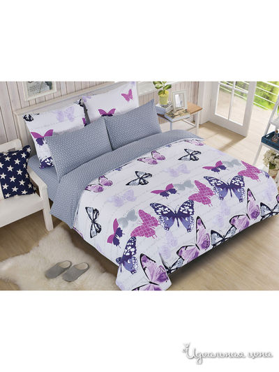 Комплект постельного белья, Евро Cleo, цвет белый, серый