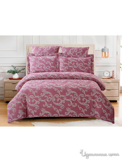 Комплект постельного белья, Евро Cleo, цвет малиновый