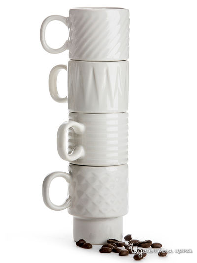 Набор 4 кружек для эспрессо Sagaform, цвет белый