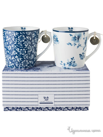Набор из 2 кружек, 350 мл Laura Ashley, цвет белый, синий
