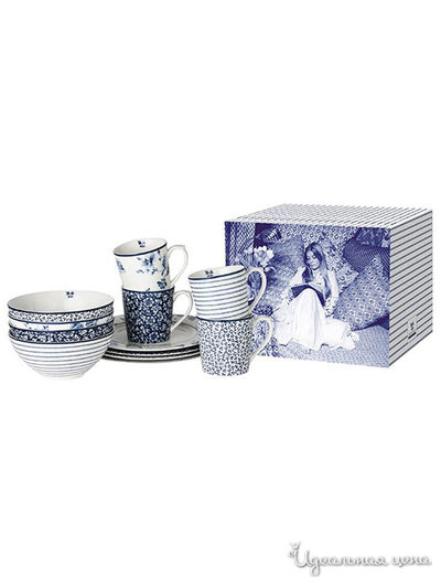 Набор посуды, 12 предметов Laura Ashley, цвет белый, синий