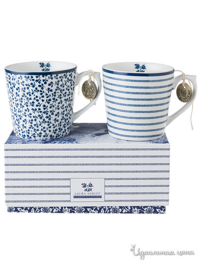 Набор из 2 кружек, 240 мл Laura Ashley, цвет белый, синий