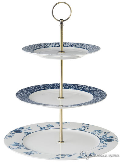 Этажерка для фруктов/пирожных трехъярусная Laura Ashley, цвет белый, синий