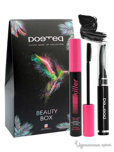 Подарочный набор: гель для фиксации бровей, тушь KILLER, POETEQ, цвет бесцветный, черный