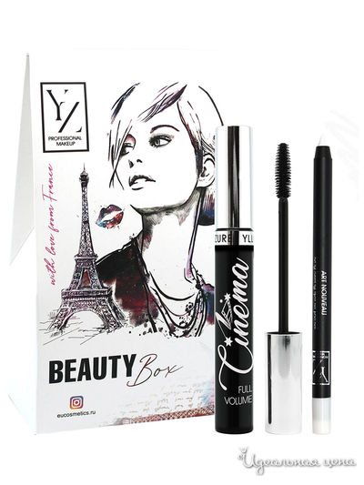 Подарочный набор: стойкий карандаш для глаз, тушь Синема полный объем, YZ (Иллозур)