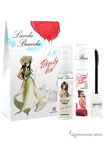 Подарочный набор: тушь 5в1 black, матирующий праймер, Landa Branda