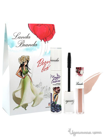 Подарочный набор: тушь Супер длина, black, кремовые тени-металлизатор, golden Landa Branda