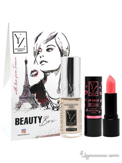 Подарочный набор: хайлайтер, бальзам для губ ВВ-уход, YZ (Иллозур)