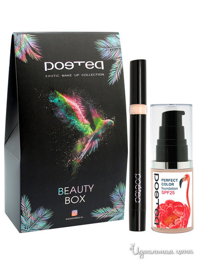 Подарочный набор: корректор, тональная основа Совершенный цвет, POETEQ, цвет светлый беж, light beige