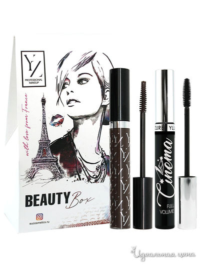 Подарочный набор: гель для бровей, тушь Синема полный объем, коричневый YZ (Иллозур)