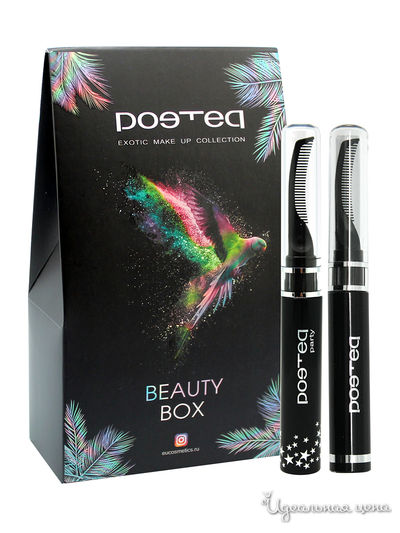 Подарочный набор: гель для фиксации бровей, тушь для роста ресниц гелевая, POETEQ