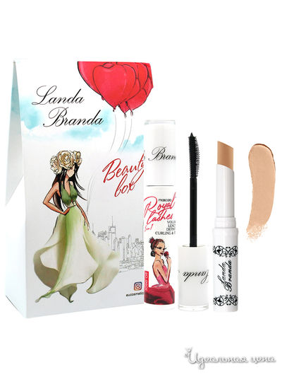 Подарочный набор: тушь 5в1, black, стик-консилер для лица, light beige, Landa Branda, цвет black/light beige