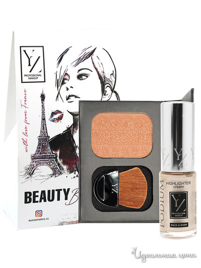 Подарочный набор: бронзирующая пудра Подиум, хайлайтер, YZ (Иллозур)