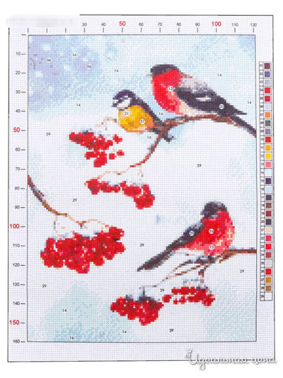 Канва для вышивания с рисунком «Снегири», 28 х 37 см Арт Узор