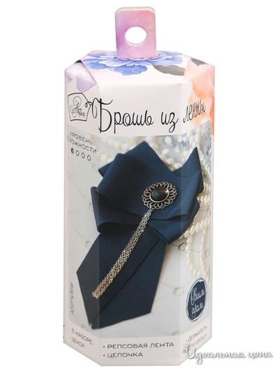 Брошки репсовые «Глубокий синий», набор для создания, 6 × 13 × 6 см Арт Узор