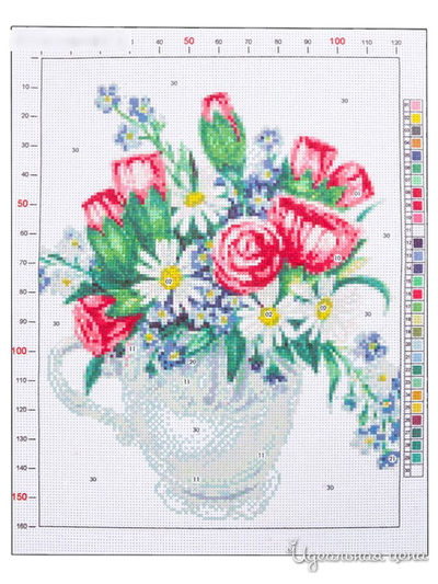 Канва для вышивания с рисунком «Весенний букет», 28 х 37 см Арт Узор