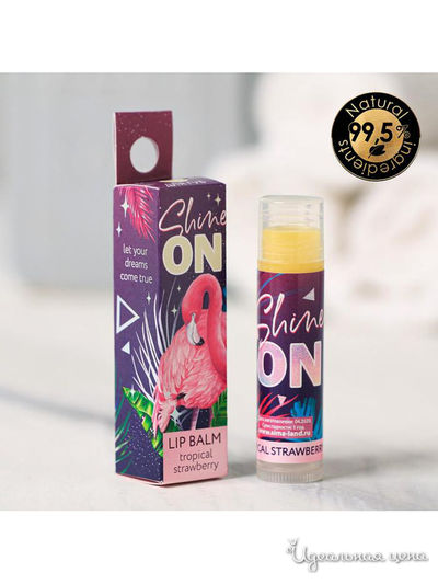 Бальзам для губ Shine on!: с маслом кокоса, аромат клубника, 5 г, Beauty Fox