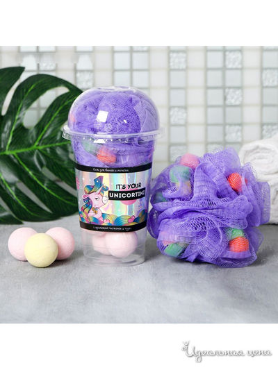 Набор It's your unicortini, соль для ванн 8 шт и мочалка, Beauty Fox