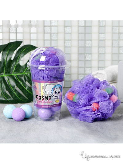 Набор CosmoColada, соль для ванн 8 шт. и мочалка, Beauty Fox