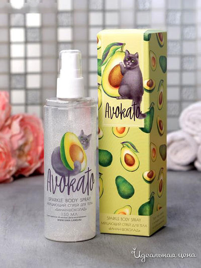 Спрей для тела мерцающий Avokato, банан-шоколад, 150 мл, Beauty Fox