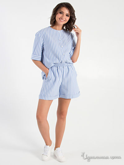 Блуза MariKo, цвет голубой, белый