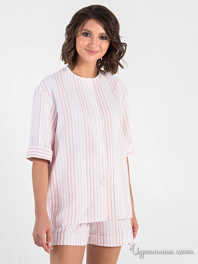 Блуза MariKo, цвет розовый, белый
