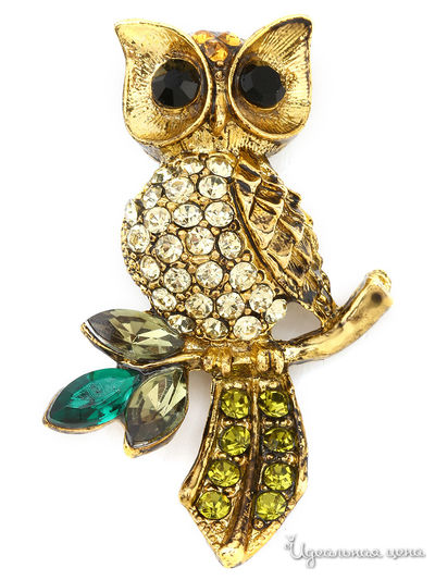 Брошь CESARE CONTE, цвет бронзовый, зеленый