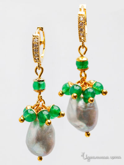 Серьги Chantal, цвет серый, золотой, зеленый