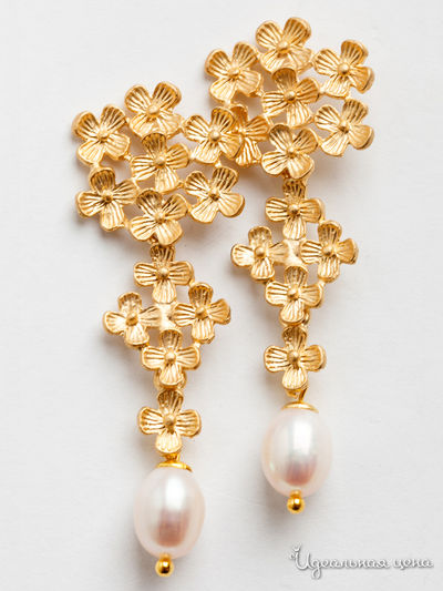 Серьги Chantal, цвет золотой, белый