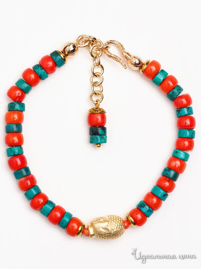 Браслет Chantal, цвет коралловый, зеленый