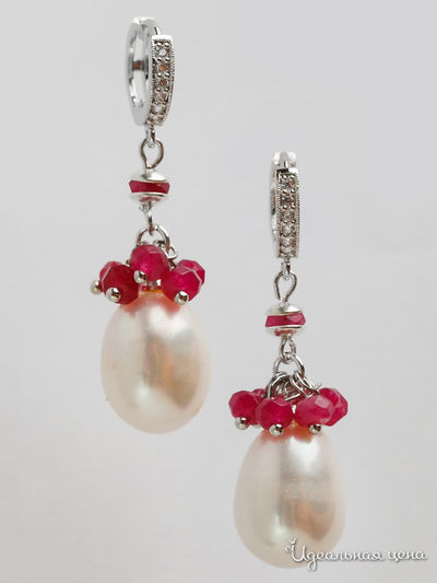 Серьги Chantal, цвет белый, красный, серебро