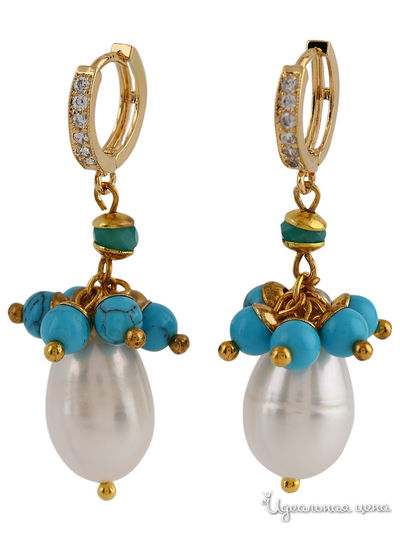 Серьги Chantal, цвет белый, бирюзовый