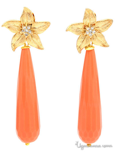 Серьги Chantal, цвет коралловый, золотой