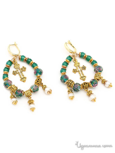 Серьги Chantal, цвет зеленый, белый, золотой