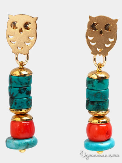 Серьги Chantal, цвет коралловый, бирюзовый