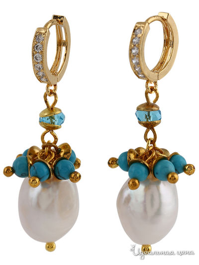 Серьги Chantal, цвет белый, бирюзовый